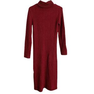 BB Dakota by Steve Madden Knit Turtleneck Midi Sweater Dress Sz Small Wine NWT